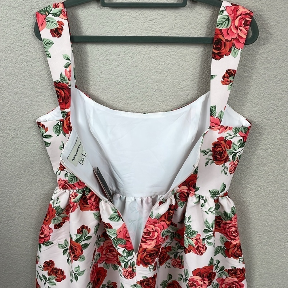 NWT Sachin + Babi Blaine Taffeta Square Neck Midi Dress Babydoll Rose Print 8 - Picture 6 of 11